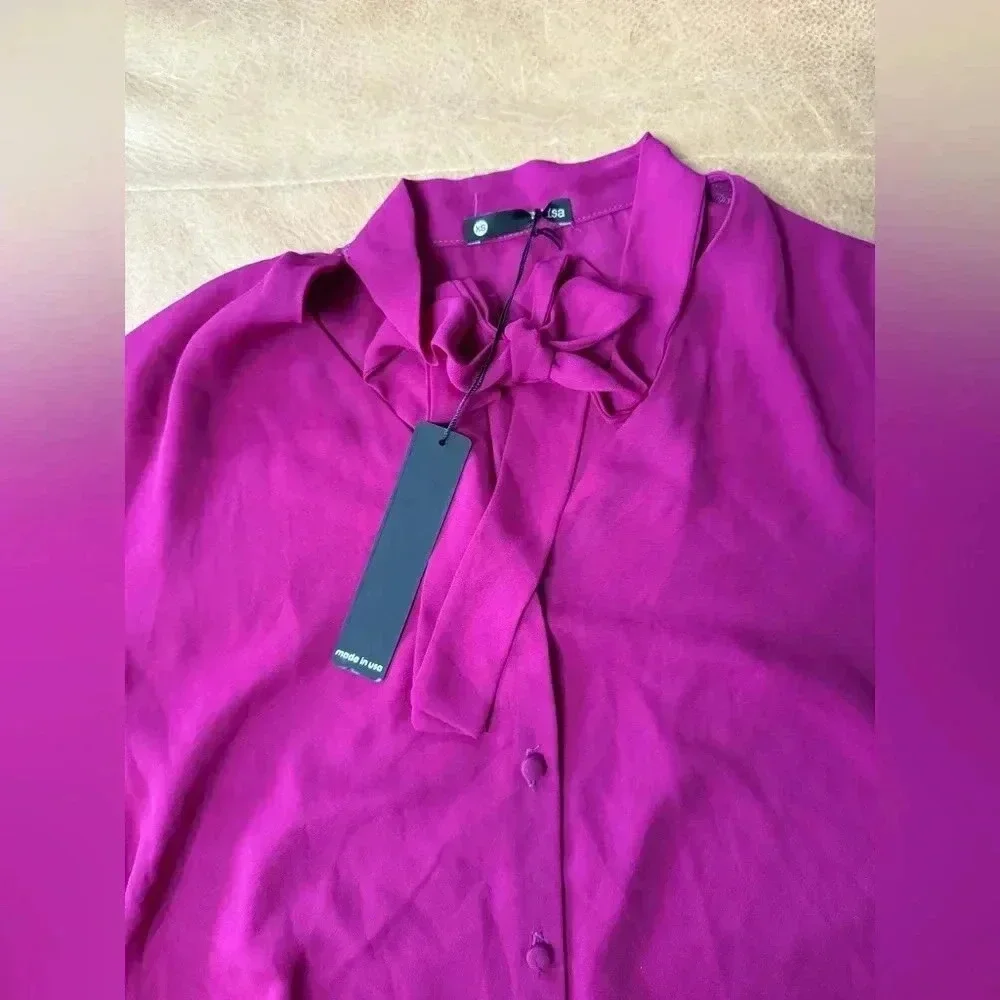 NWT REVOLVE Krisa Pink Tie Front Blouse Women’s Size XS 100% Polyester